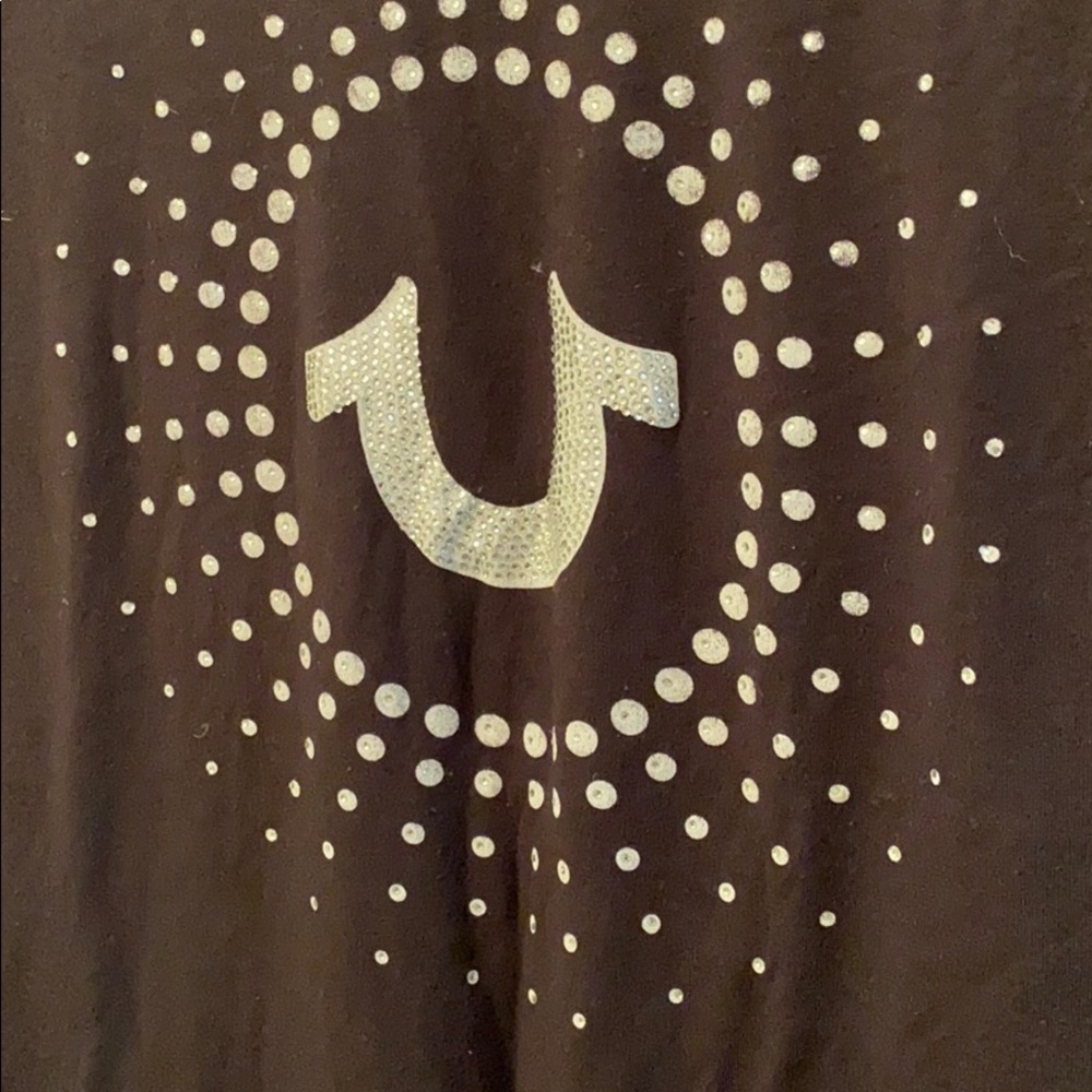 True Religion Black Crystal Logo Tee NeverUsed